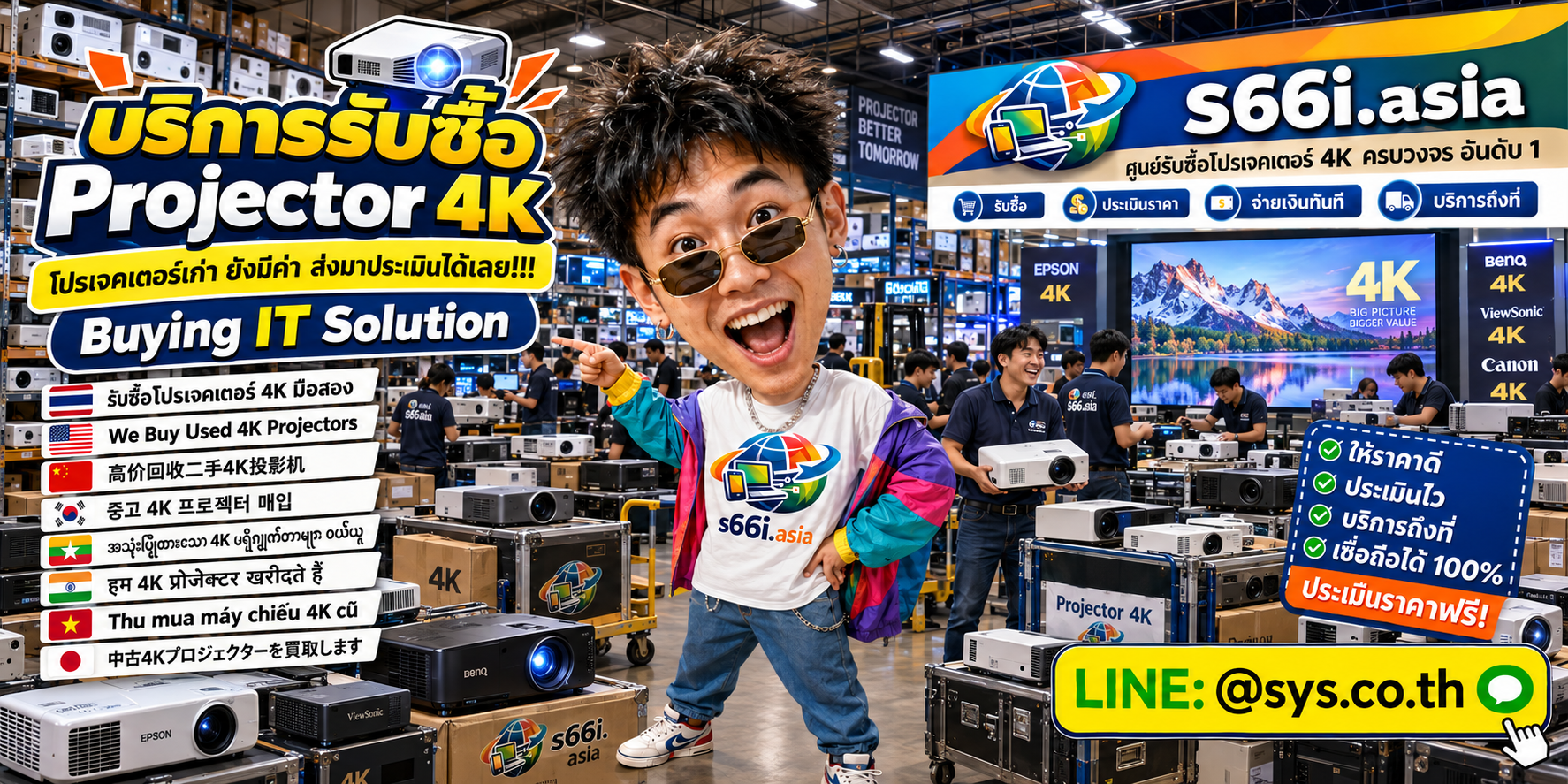 ทีมงาน s66i.asia รับซื้อ Projector 4K ในโกดังไอที