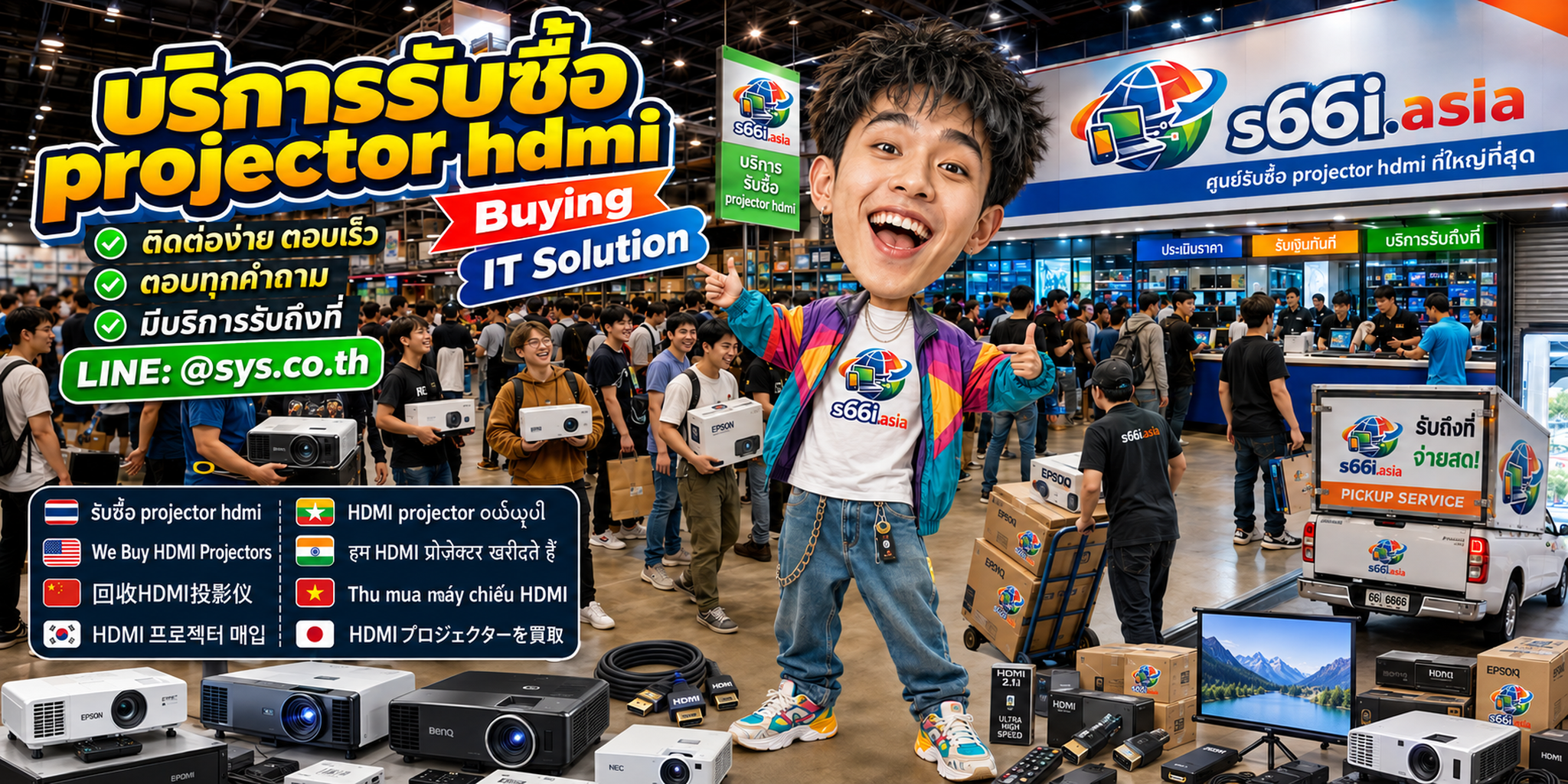 ช่องทาง LINE @sys.co.th สำหรับขาย projector hdmi ให้ s66i.asia