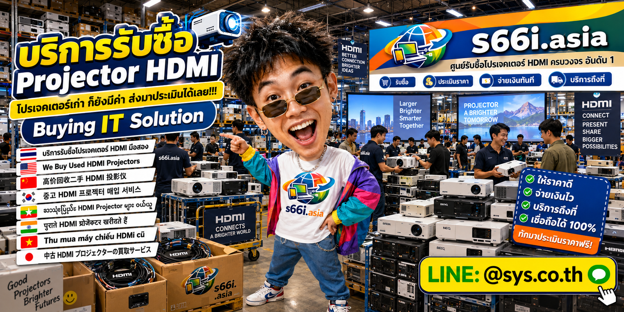 ทีมงาน s66i.asia รับซื้อ projector hdmi ในโกดังไอที