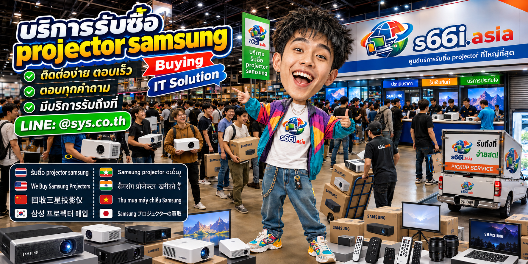 ช่องทาง LINE @sys.co.th สำหรับขาย Projector Samsung ให้ s66i.asia