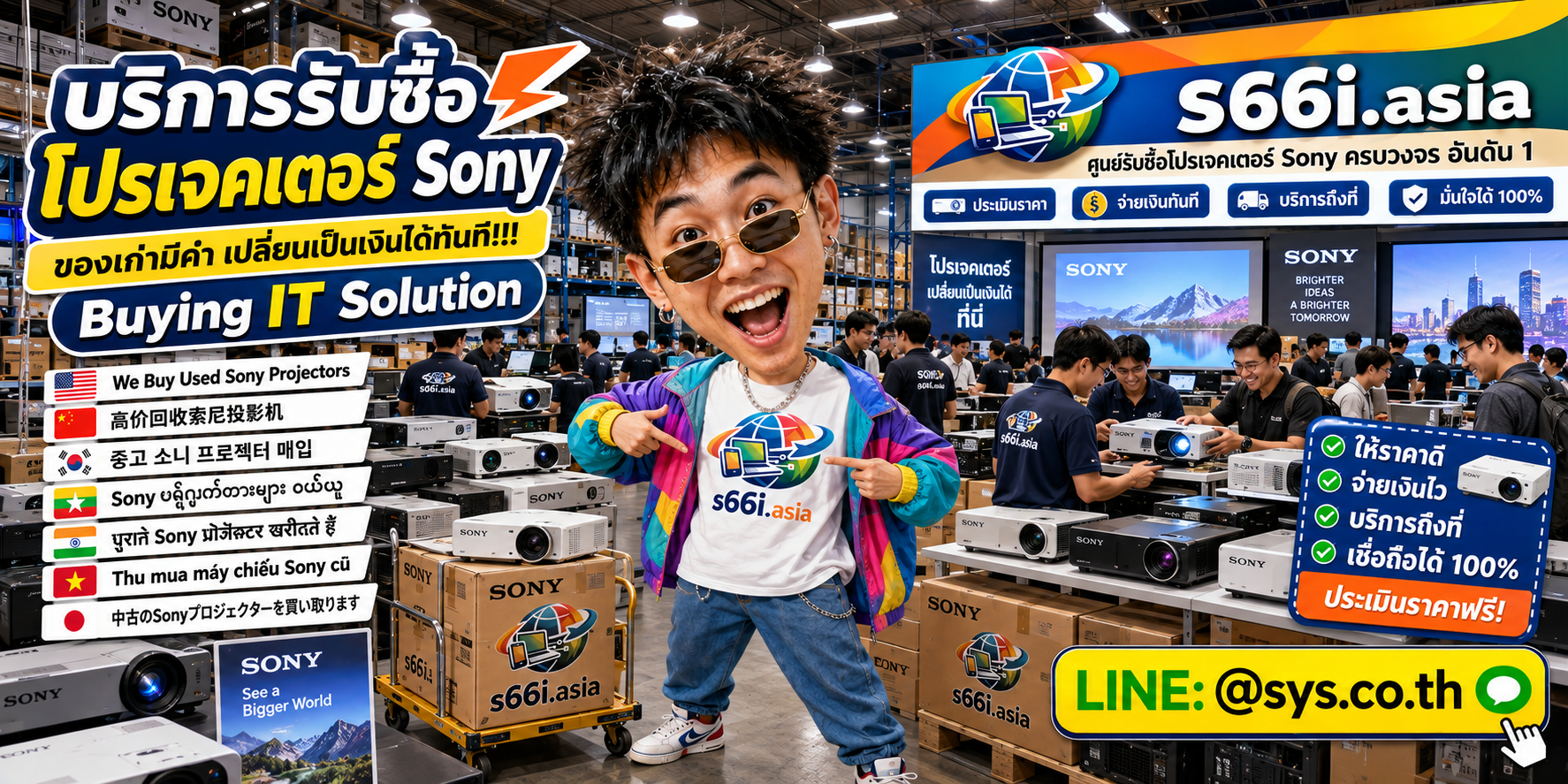 ทีมงาน s66i.asia รับซื้อ Projector Sony ในโกดังไอที