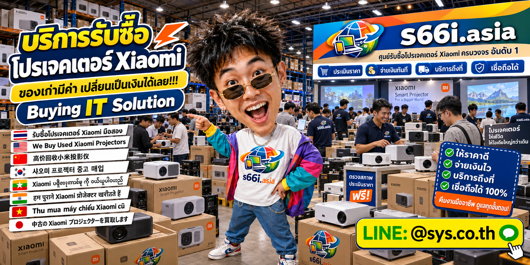 ทีมงาน s66i.asia รับซื้อprojector xiaomiในโกดังไอที
