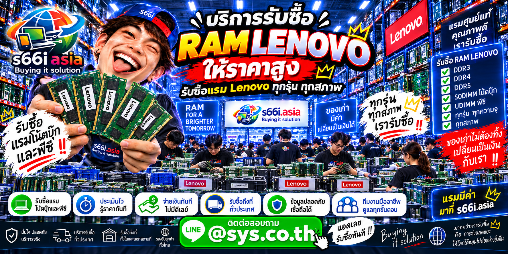 s66i.asia Buying IT Solution รับซื้อ RAM Lenovo ติดต่อ LINE @sys.co.th