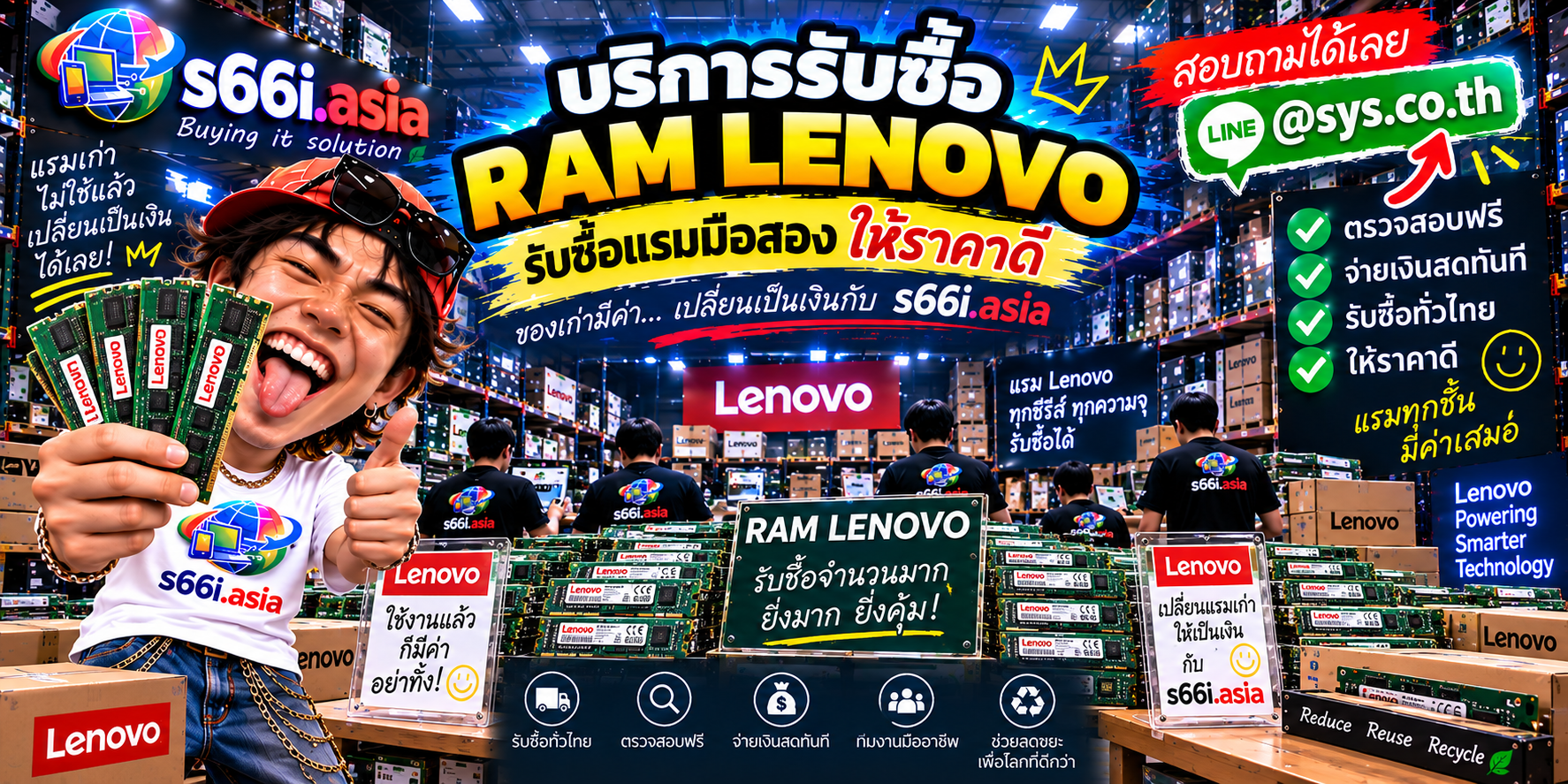 ทีมงาน s66i.asia รับซื้อ RAM Lenovo ในโกดังไอที