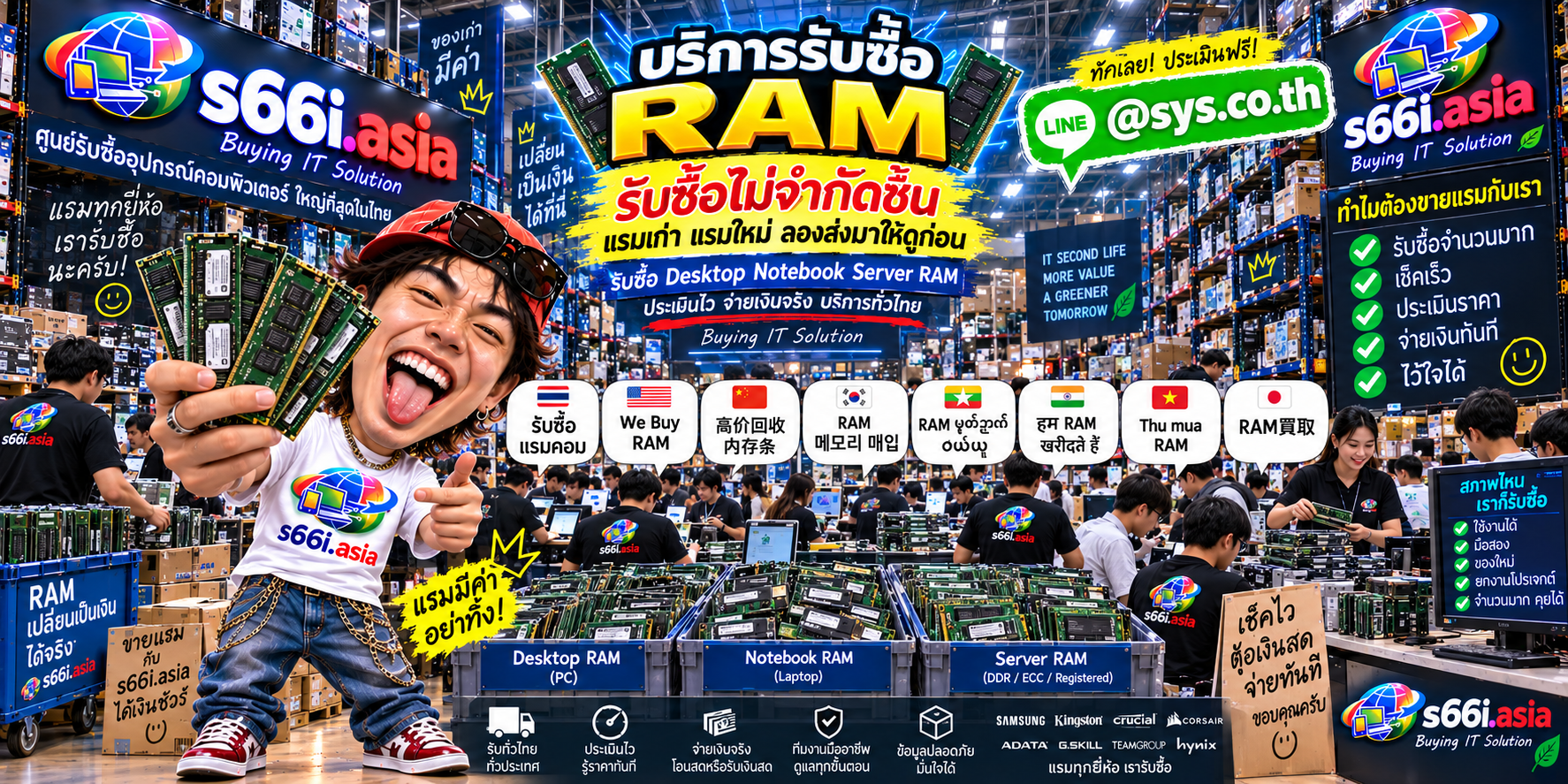 ทีมงาน s66i.asia รับซื้อ RAM มือสองและ RAM เก่าในโกดังไอที