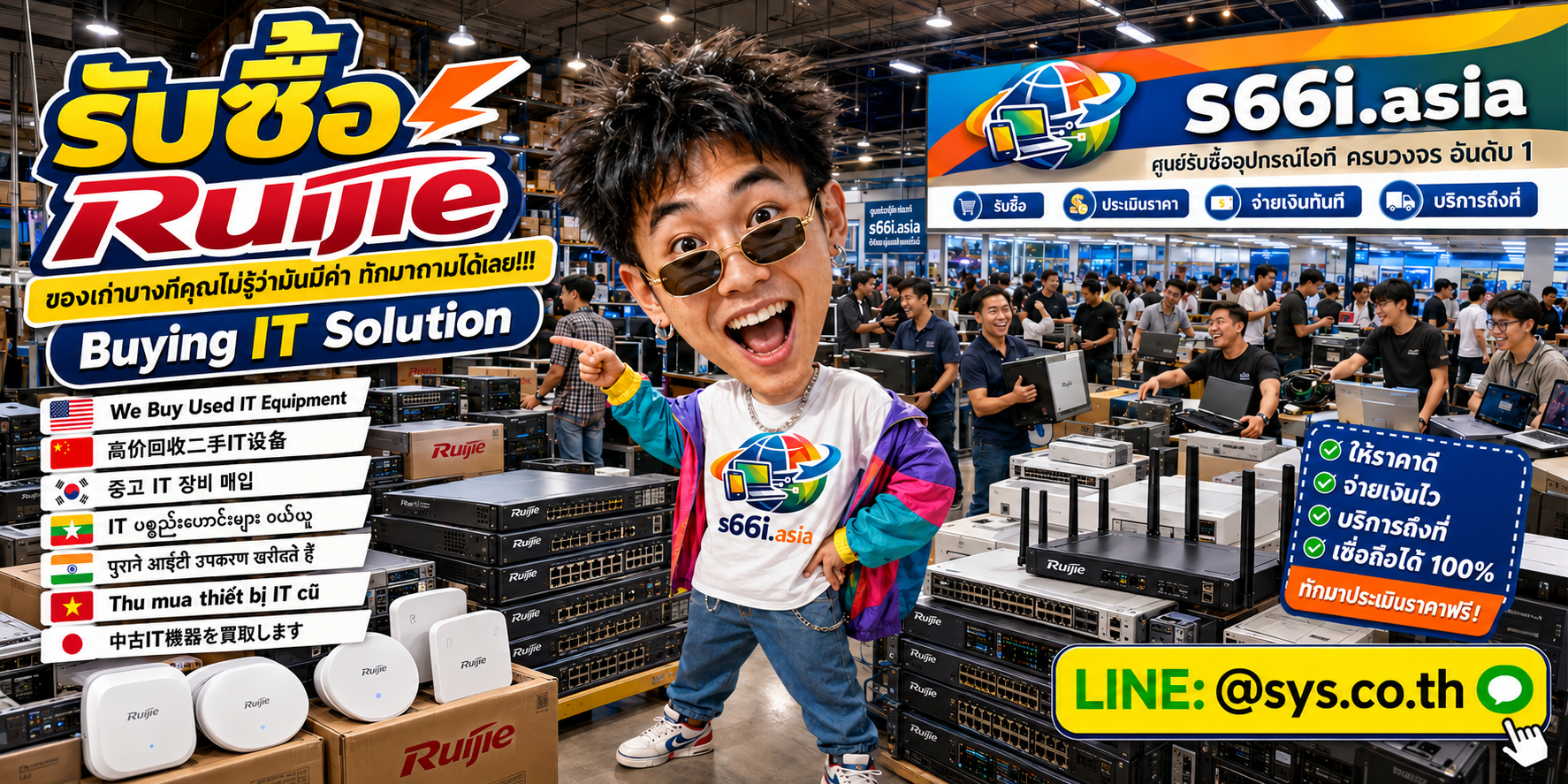 ทีมงาน s66i.asia รับซื้อ Ruijie และ Ruijie Reyee ในโกดัง Network