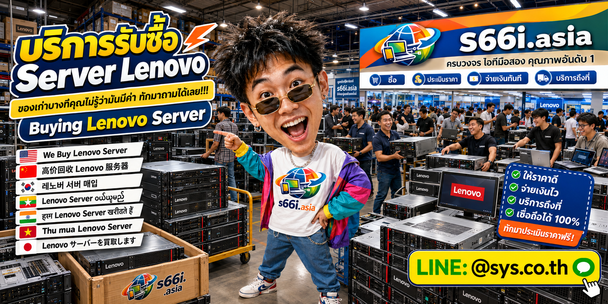 ทีมงาน s66i.asia รับซื้อ Server Lenovo ThinkSystem มือสองในโกดังไอที