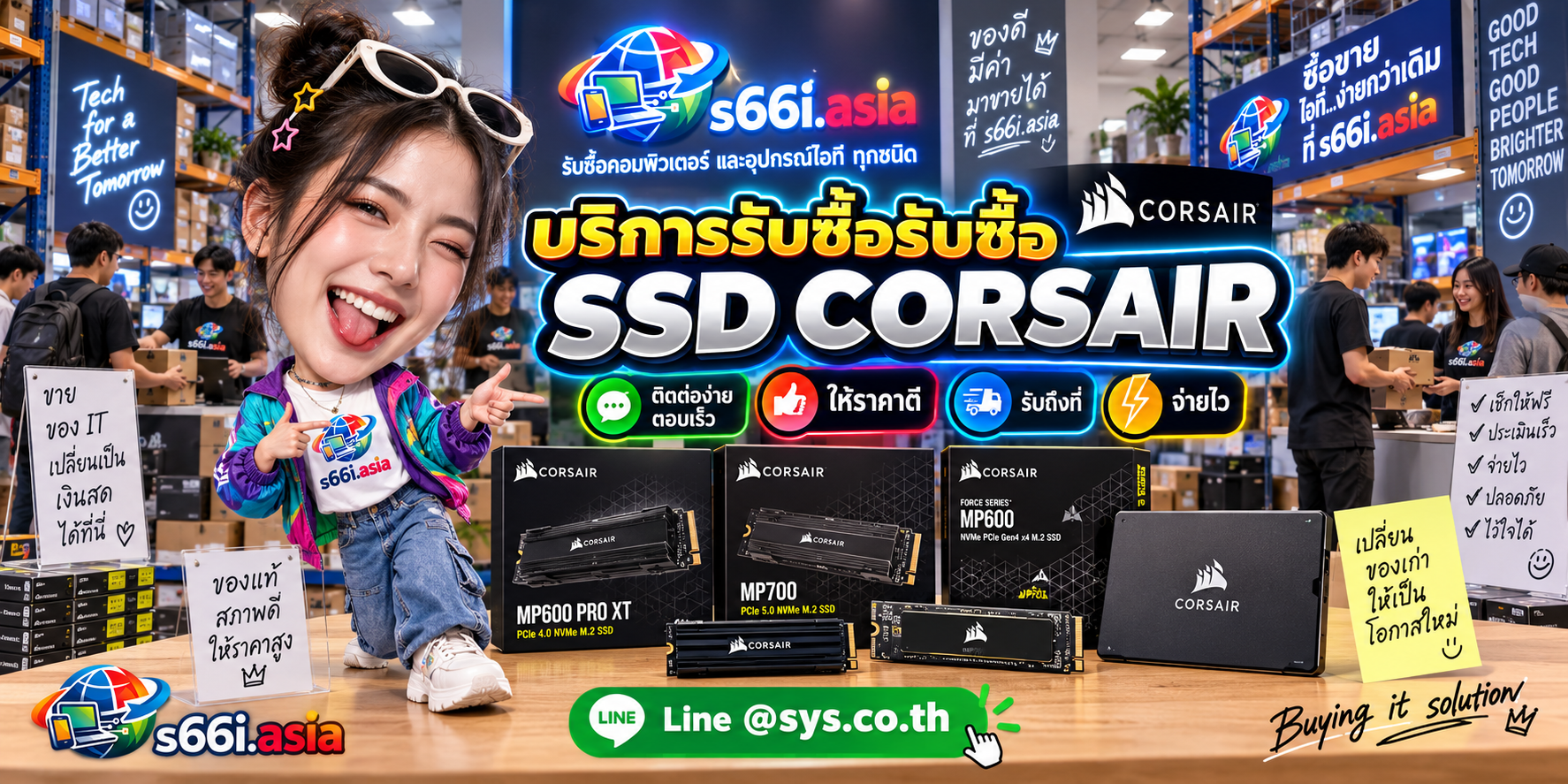 ช่องทาง LINE @sys.co.th สำหรับขาย SSD Corsair ให้ s66i.asia