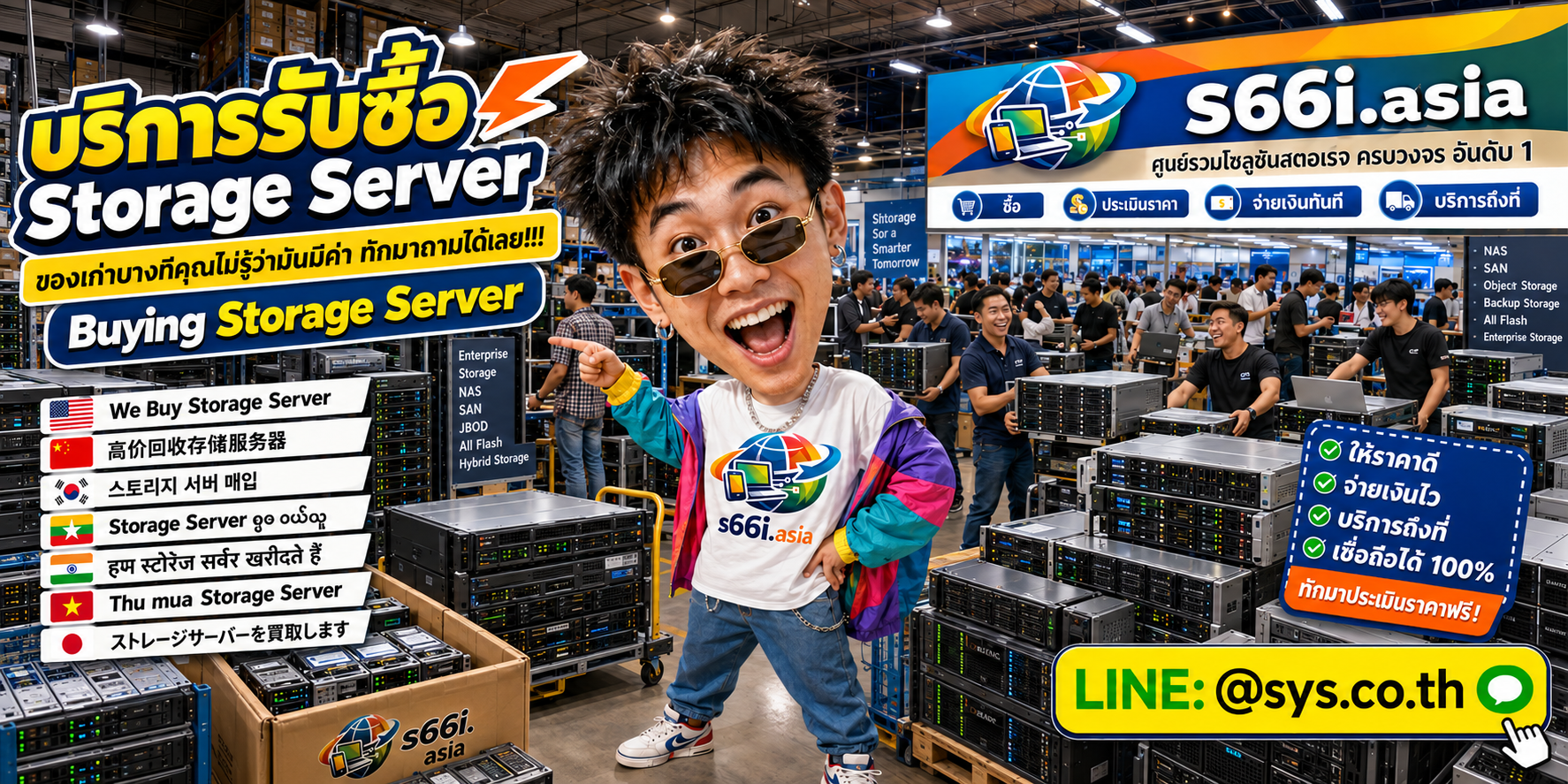 ทีมงาน s66i.asia รับซื้อstorage server ในโกดัง Storage และอุปกรณ์ Data Center