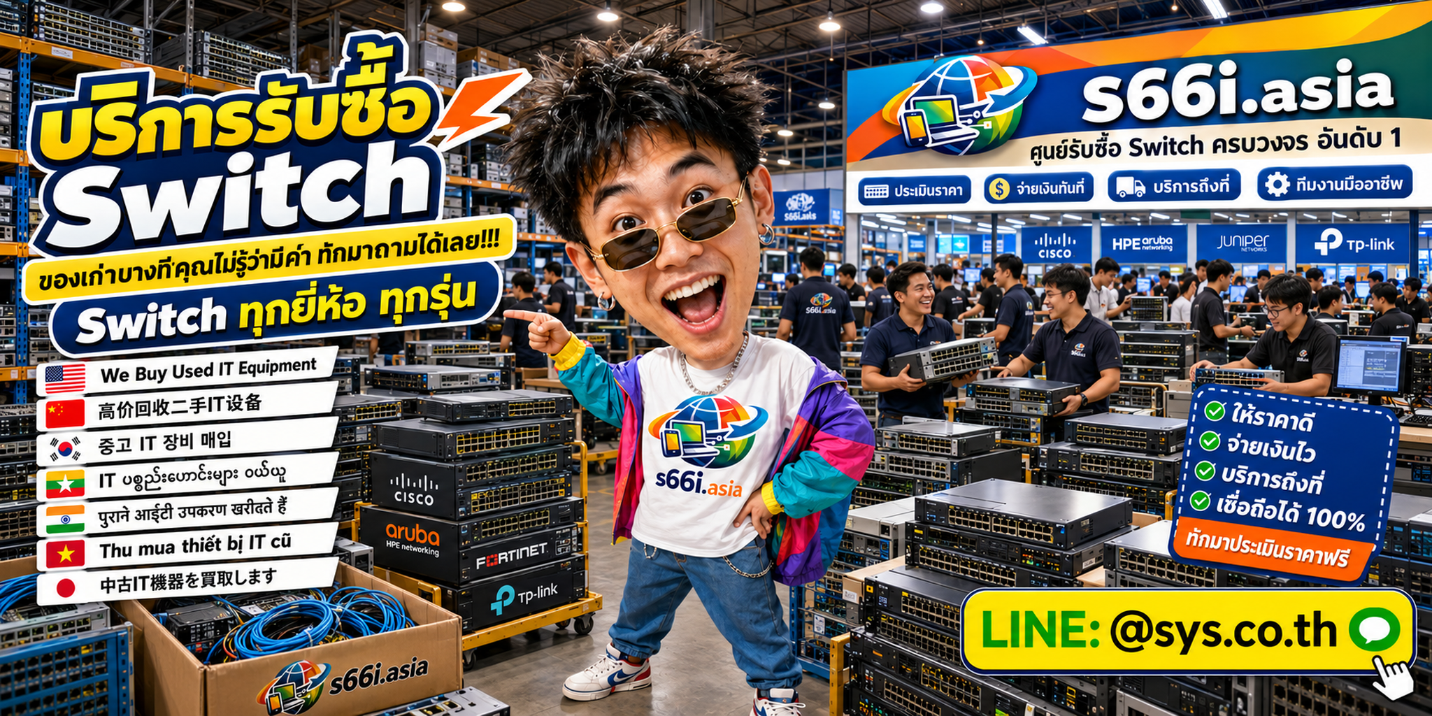 ทีมงาน s66i.asia รับซื้อswitchและอุปกรณ์ Network ในโกดังไอที