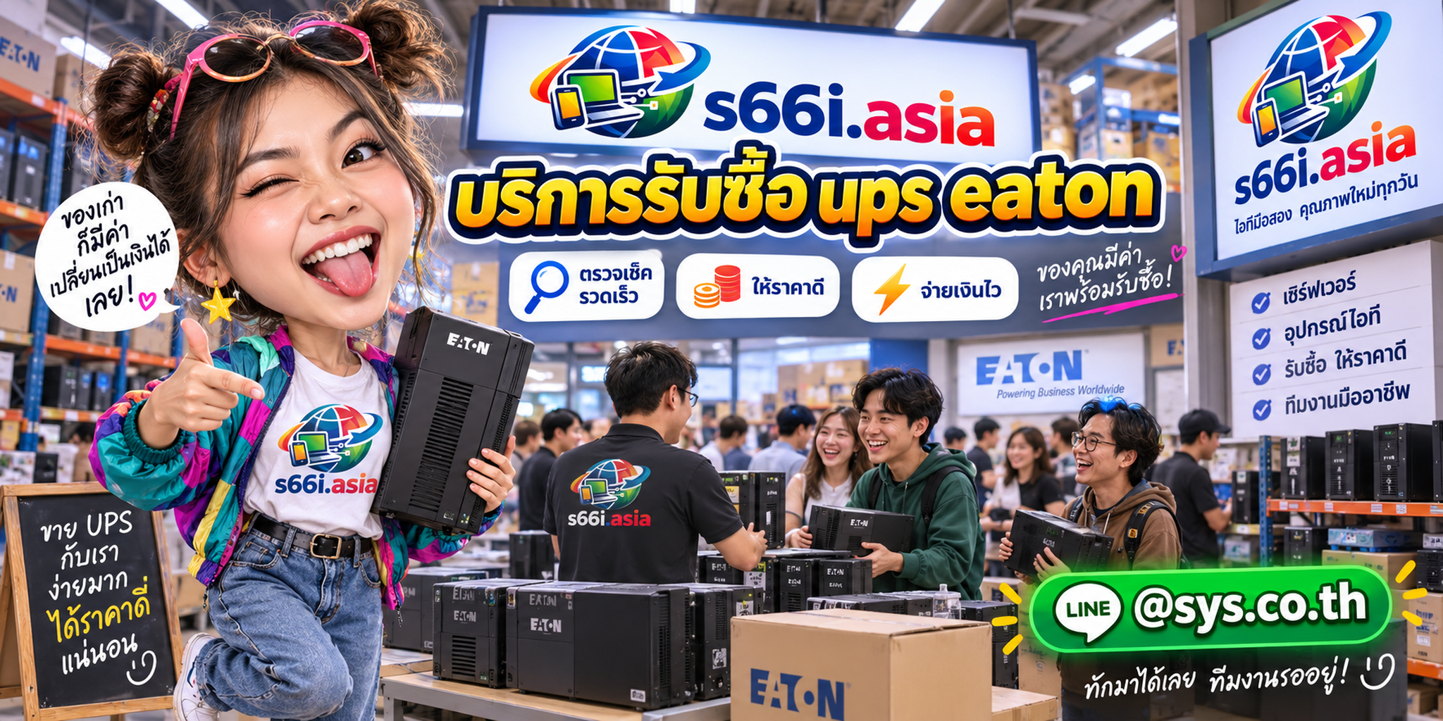ทีมงาน s66i.asia รับซื้อ UPS Eaton มือสองในโกดังไอที