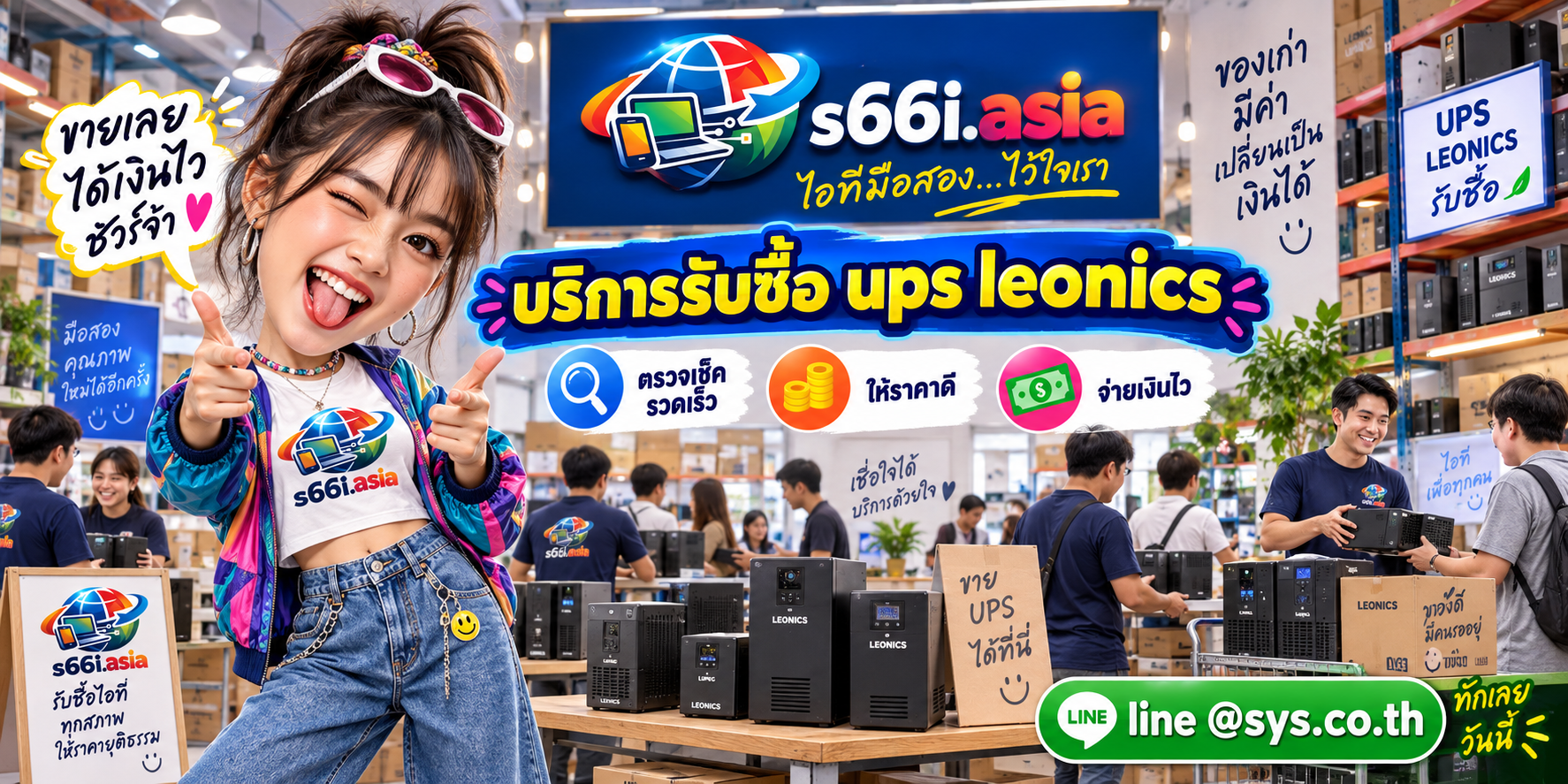 ทีมงาน s66i.asia รับซื้อ UPS LEONICS ในโกดังไอที