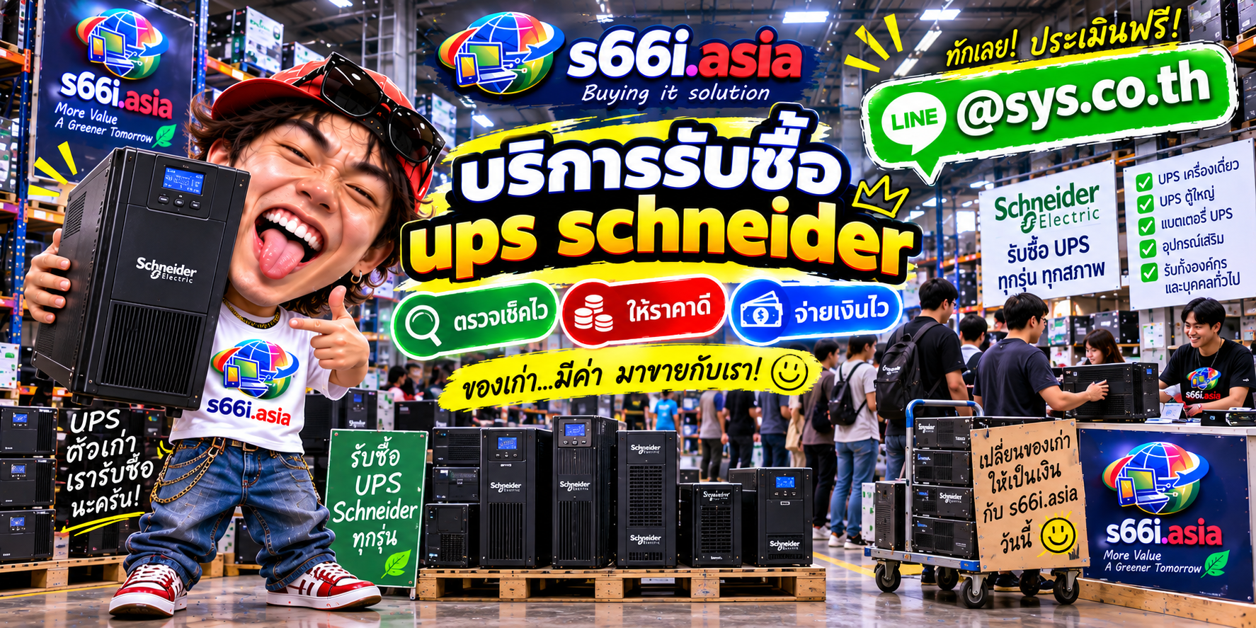 ทีมงาน s66i.asia รับซื้อ UPS Schneider และ APC UPS ในโกดังไอที