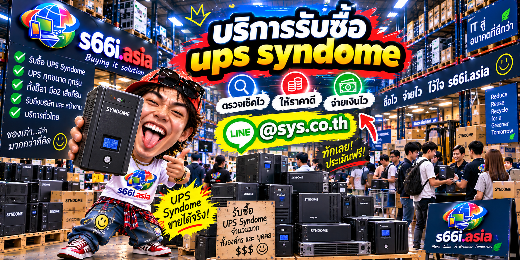 ทีมงาน s66i.asia รับซื้อ UPS Syndome ในโกดังไอที