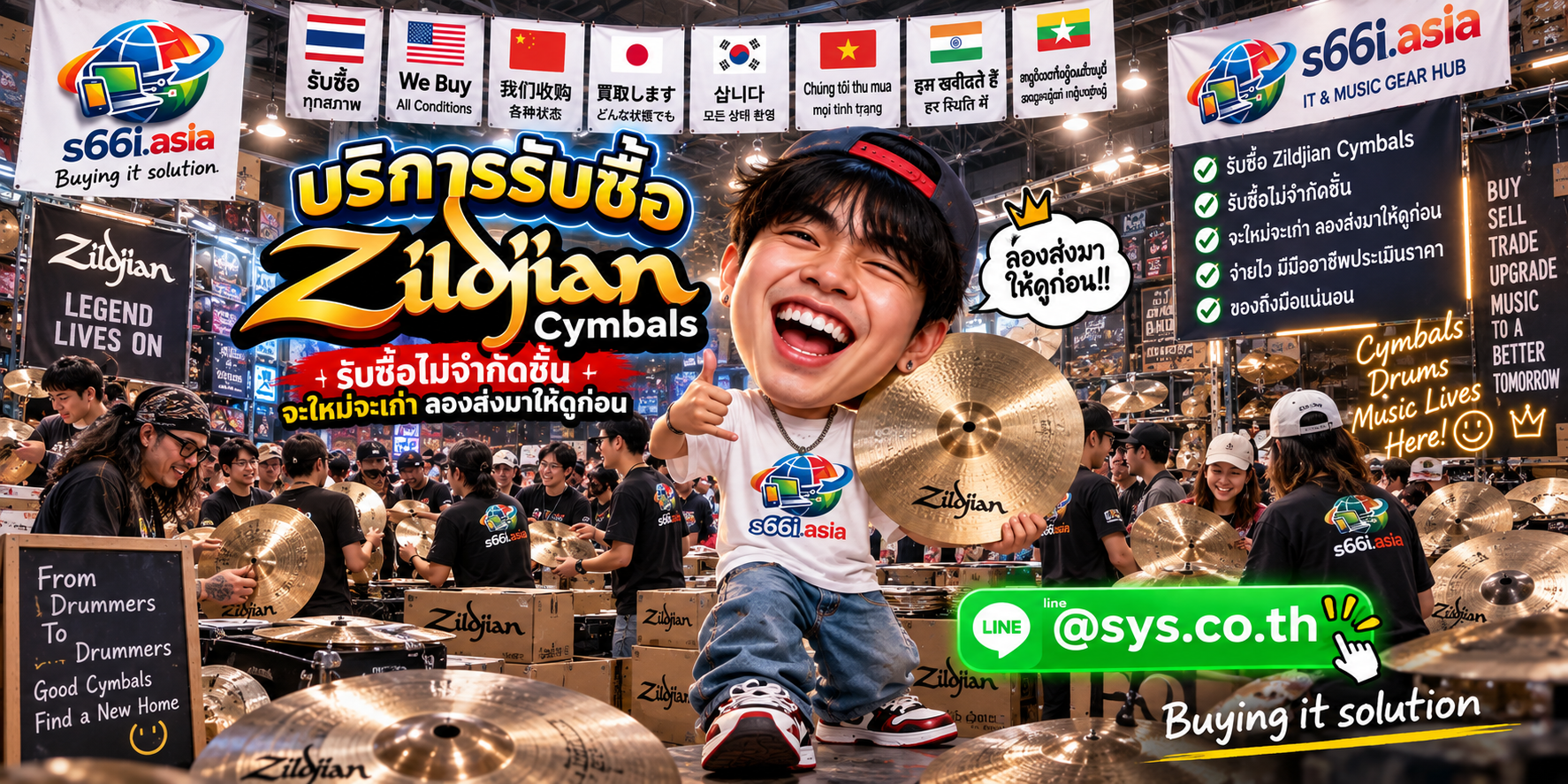 ทีมงาน s66i.asia รับซื้อ Zildjian Cymbals ในโกดังเครื่องดนตรี