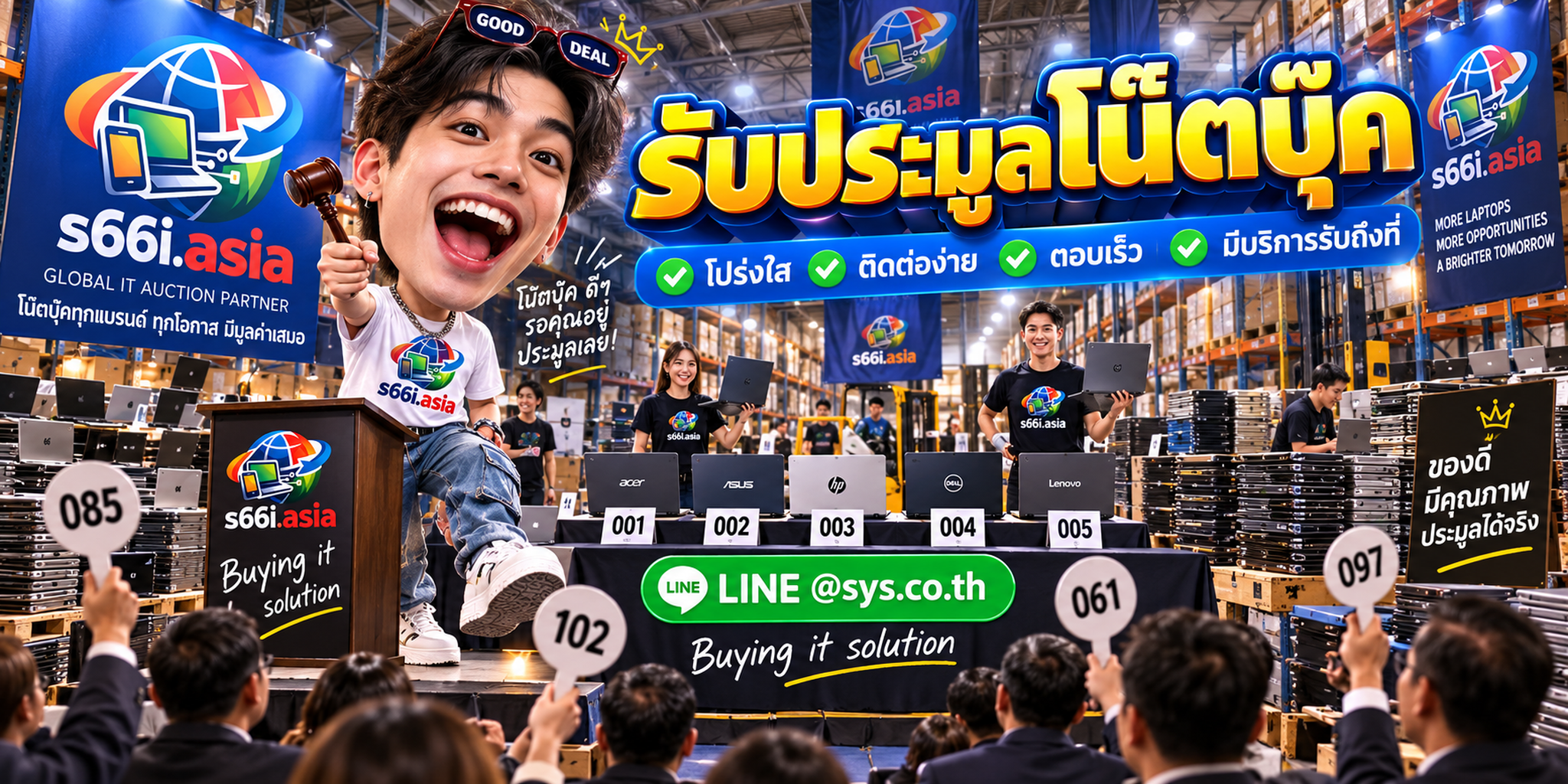 ติดต่อ LINE @sys.co.th สำหรับรับซื้อรับประมูลโน๊ตบุ๊คทั่วประเทศไทย
