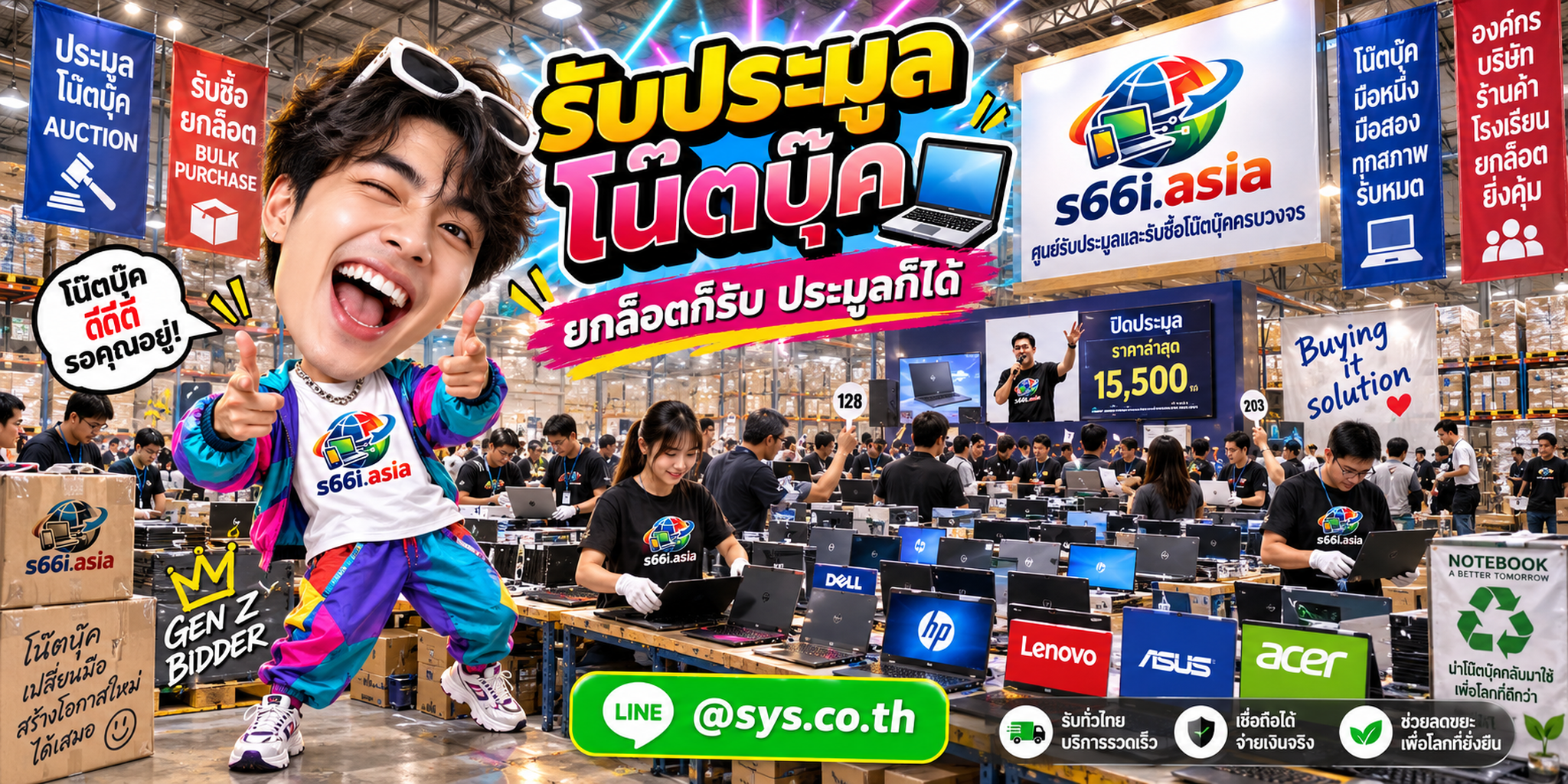โกดังรับซื้อรับประมูลโน๊ตบุ๊ค s66i.asia มีงานยกล็อตและลูกค้าจำนวนมาก