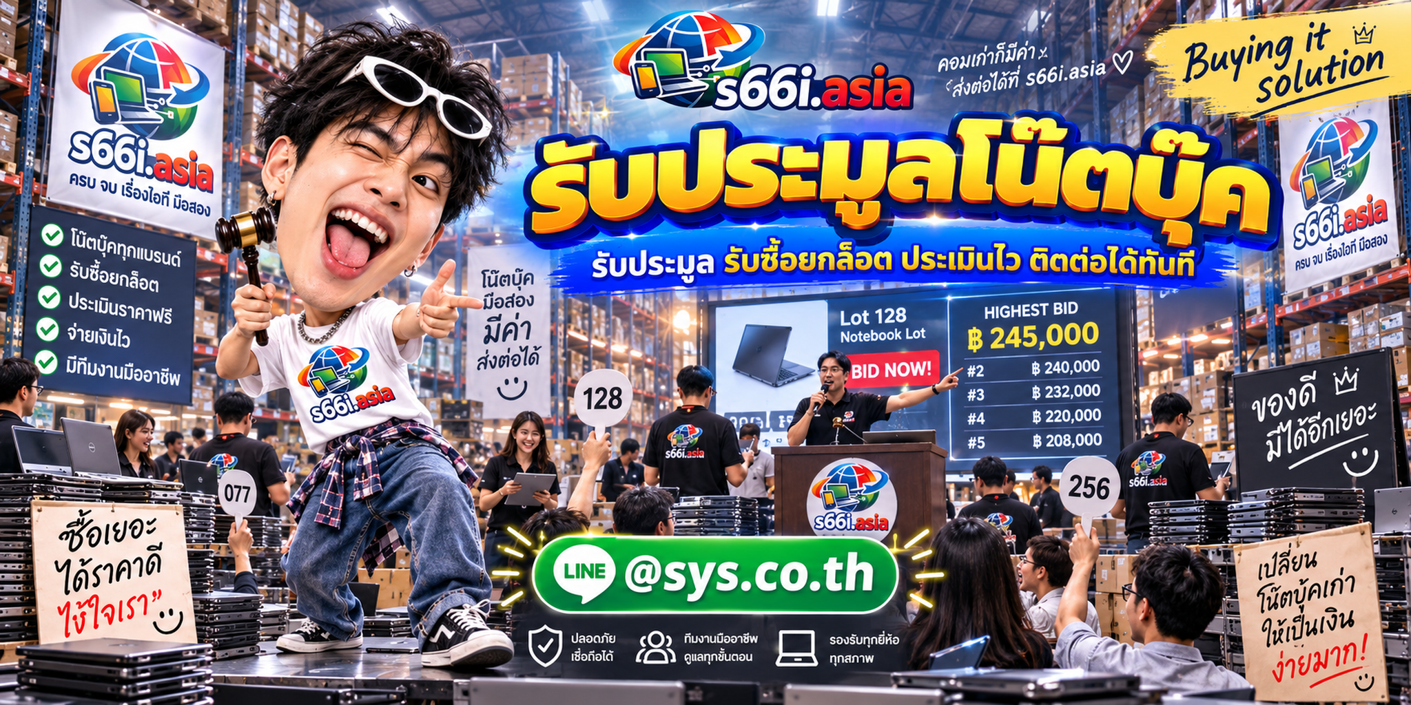 ทีมงาน s66i.asia ดูแลบริการรับซื้อรับประมูลโน๊ตบุ๊คและงานยกล็อตในประเทศไทย